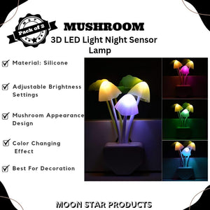 Multicolor Adjustable LED Night Light - 2PCS With color Effects And MushRoom Design