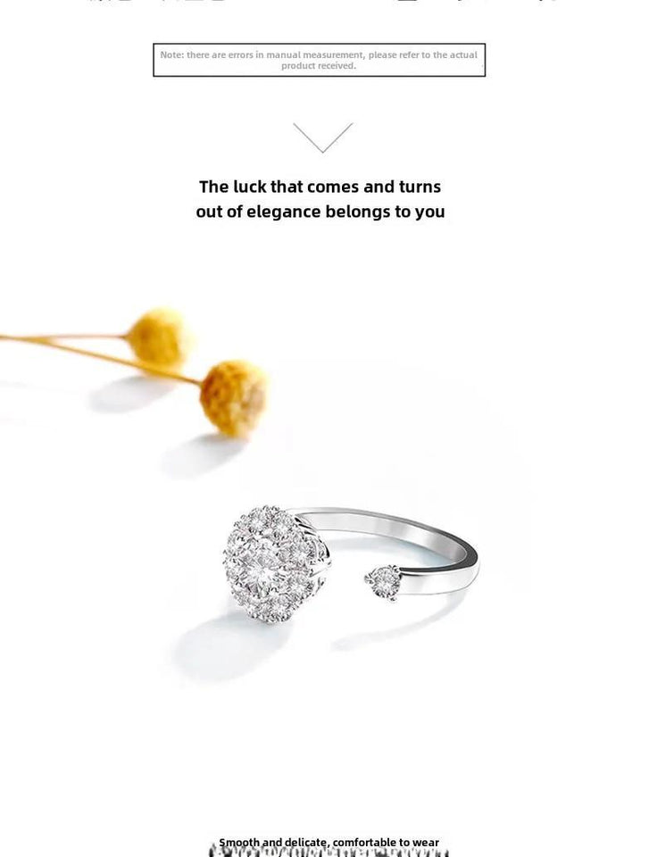 Rotatable Balls design silver plated cubic zirconia birthstone ring