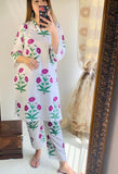 2 Pcs Women,s Stitched Linen Printed Shirt And Trouser